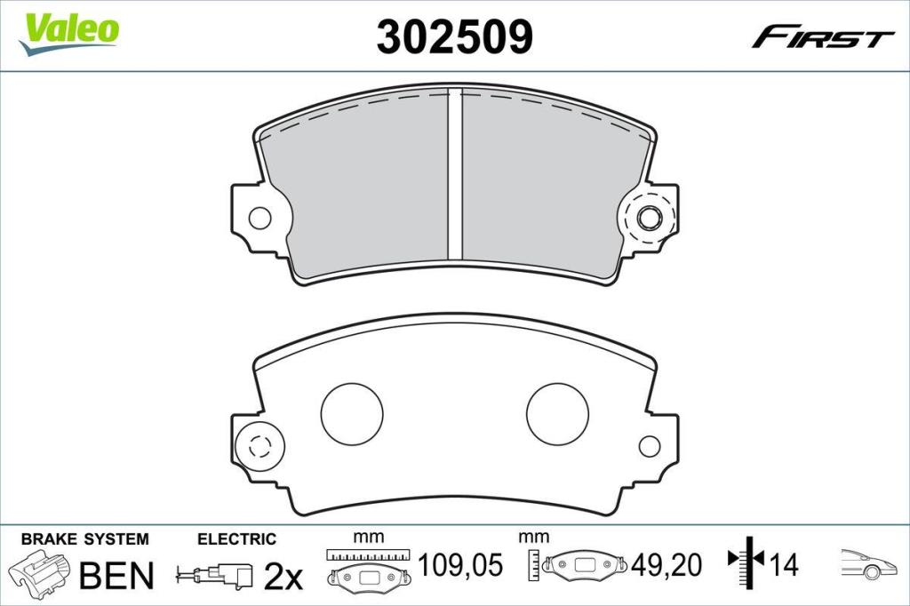 Jogo de 4 pastilhas de travão VALEO ref. 302509